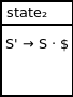 DFA state 2. This state contains the following production: S prime produces S dot $.